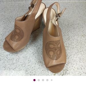 Coach‎ Tan Wedge Sandals